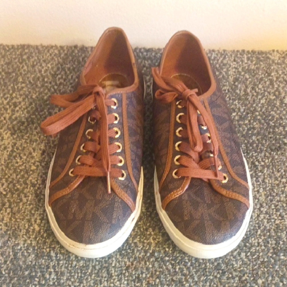 Michael Kors Coated Brown Patterned Sneakers Size 7.5